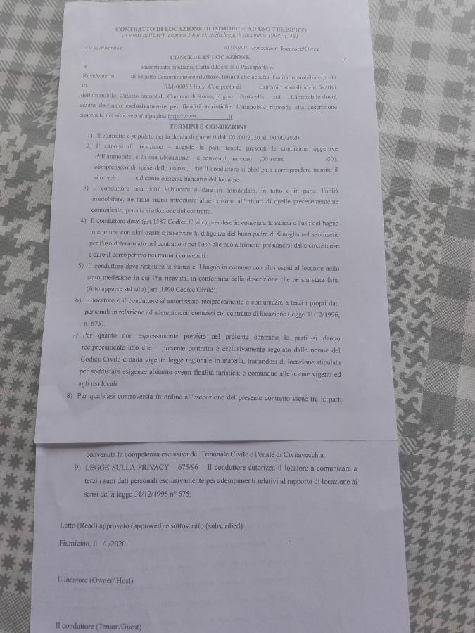 A Santy'S Roomsbagno Condiviso Sharedboth Room2Piano No Lift No Shuttle -No Pasti No Meal,- A Pagamento Air Condizextra Bed Air Condiz Extrabed For A Fee-3 Minuti Bus Xfieradiroma-10 Minutes Stop Bus To Rome In50 Minutes Trafficpermitting Are You To Φιουμιτσίνο Εξωτερικό φωτογραφία